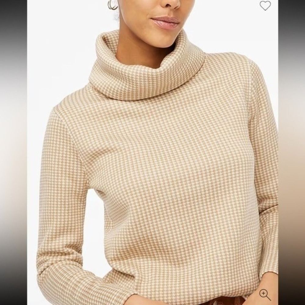 J. Crew Womens Herringbone Funnelneck Pullover Sweater Size M